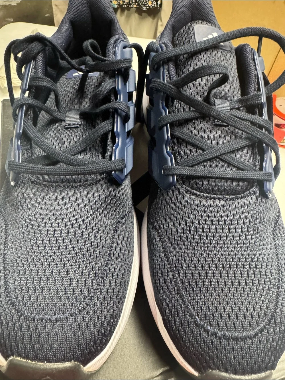adidas Navy Blue and White Cloudfoam Athletic Shoes